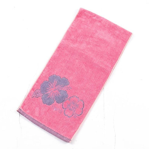 タオル 横浜ナナ NANA フェイスタオル ハーフ ハイビスカス柄 ピンクグレー nn-fth35-J