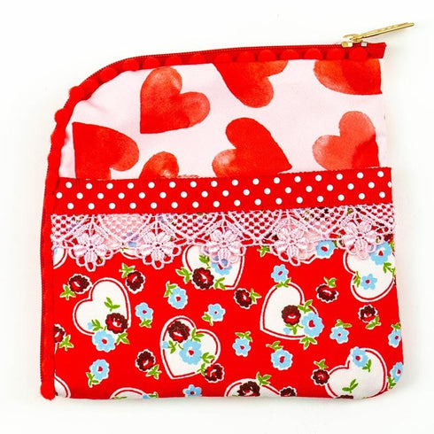 ポーチ TUNIC タフタ転写プリント+綿プリント サボテンハートのポーチ ハート 18160-B
