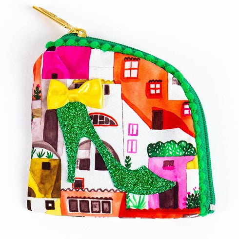 ポーチ TUNIC タフタインクジェットプリント マカロンタウンのヒールミニケース ピンク 18168-A