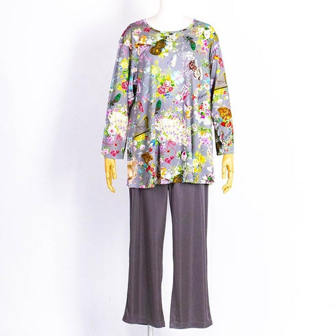 パジャマ TUNIC ビスコラピア・ハッピーグリーティング 長袖パジャマ グレー フリーサイズ 12777-C