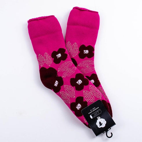 ソックス fromF モコモコソックス クッカプータラハ/花畑 ショッキングピンク サイズM 36-38 (22.5ー25cm)TV099MSPK