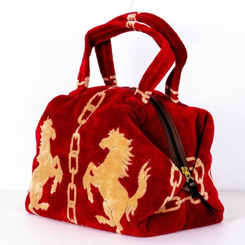 バッグ 横浜ナナ NANA ボストンバッグ ホース柄 アカベージュ nn-btm58-C