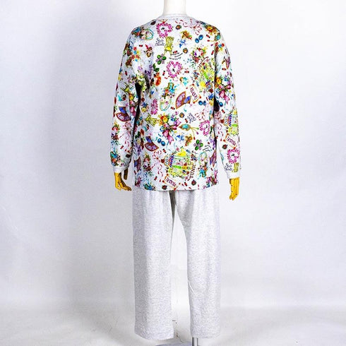 【セール】パジャマ TUNIC 40接結 フリーサイズ スリットトレーナーパジャマ グレー杢 AWS-23466-C ¥23,100→¥16,170