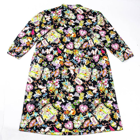 ネグリジェ TUNIC 40接結・リースエンジェル 襟付半開ネグリジェ クロ フリーサイズ 29333-B