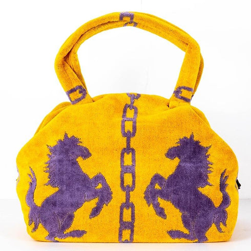 バッグ 横浜ナナ NANA ボストンバッグ ホース柄 イエローグレー nn-btm58-D