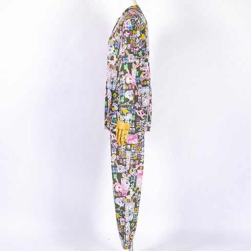 パジャマ TUNIC 60接結・リボンキャラ 長袖半開トレーナーパジャマ フリーサイズ グリーン 26382-C