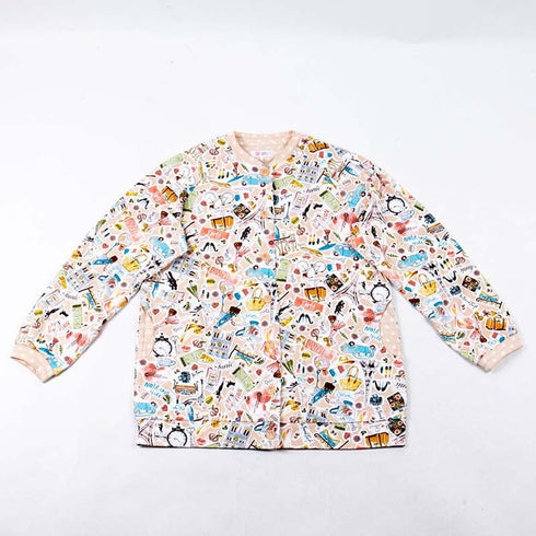 パジャマ TUNIC 40接結・パリ 丸首全開トレーナーパジャマ ベージュ フリーサイズ 26362-A