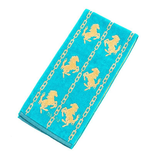 タオル 横浜ナナ 湘南ナナ NANA フェイスタオル ハーフ ホース柄 ターコイズブルーベージュ nn-fth32-E