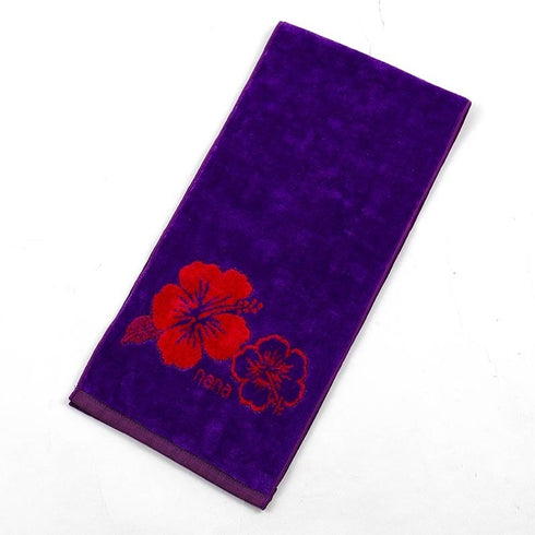 タオル 横浜ナナ 湘南ナナ NANA フェイスタオル ハーフ ハイビスカス柄 パープルピンク nn-fth35-M