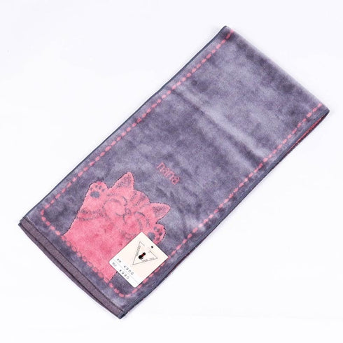 タオル 横浜ナナ 湘南ナナ NANA フェイスタオル ハーフ バンザイネコ柄 グレーピンク nn-fth17-B