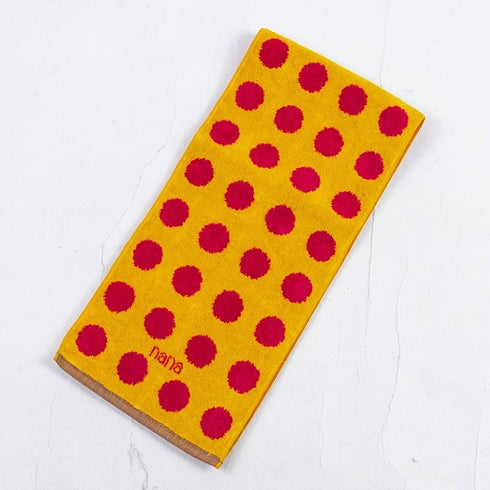 タオル 横浜ナナ 湘南ナナ NANA フェイスタオル ハーフ 水玉柄 イエローアカ nn-fth33-G