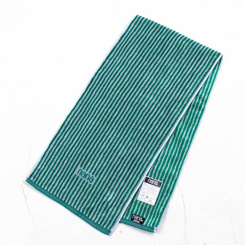 タオル 横浜ナナ 湘南ナナ NANA フェイスタオル ハーフ ストライプ細柄 シログリーン nn-fth39-A