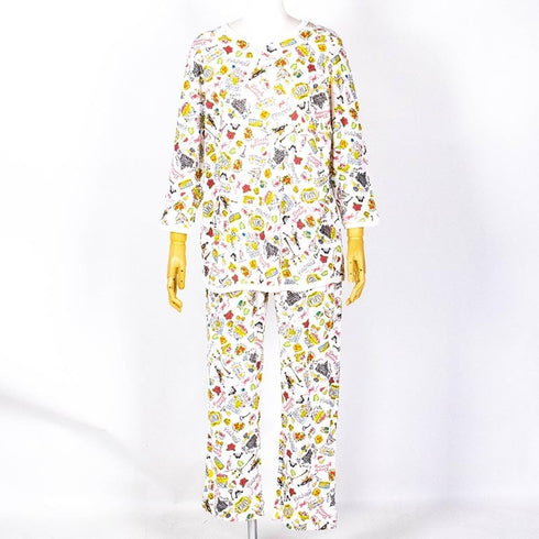 【セール】パジャマ TUNIC パターンメッシュ・パリ 8分袖袖トレーナ―パジャマ フリーサイズ SSS-23408-A