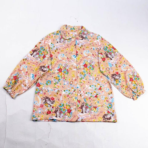 【セール】パジャマ TUNIC キャットキルト・お城 オレンジ フリーサイズ 襟付全開パジャマ AWS-49360-A