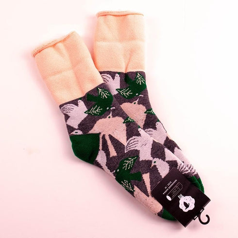 ソックス fromF モコモコソックス リントゥ/鳥 メルグレー サイズM 36-38 (22.5ー25cm)TV095MMGY