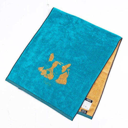 タオル 横浜ナナ NANA フェイスタオル フレンチブルドッグ ターコイズブルーベージュ nn-ft15-E
