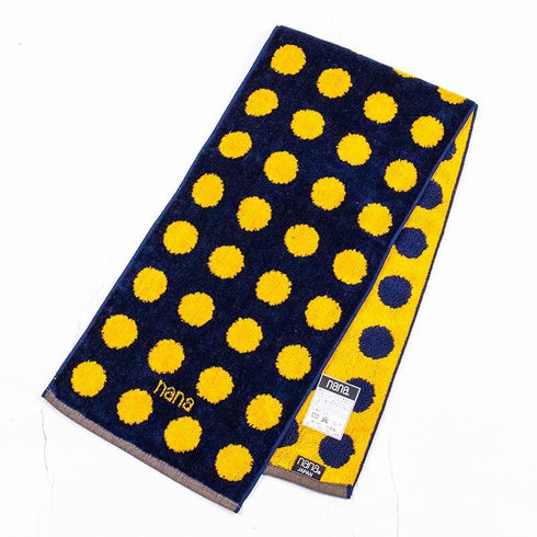 タオル 横浜ナナ NANA フェイスタオル ハーフ 水玉柄 クロイエロー nn-fth33-P