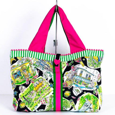 バッグ TUNIC タフタインクジェットプリント ガーデンパーティーのBag クロ 17433-A