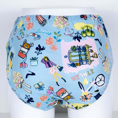 ショーツ TUNIC 50強撚フライス*ワールドカフェ オヤスミパンツ ブルー サイズM 1097M-C