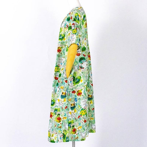 ワンピース TUNIC 80ローンサッカー ギャザー5分袖ワンピース ガーデン フリーサイズ 53042-A