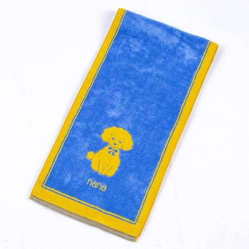 タオル 横浜ナナ 湘南ナナ NANA フェイスタオル ハーフ プードル ブルーイエロー nn-fth4-I
