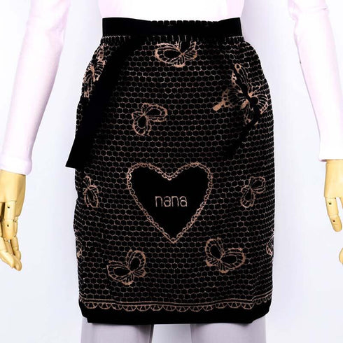 エプロン 横浜NANA サロンエプロン レースバタフライ   クロ/ベージュ