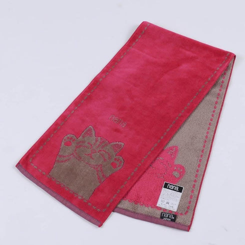 タオル 横浜ナナ 湘南ナナ NANA フェイスタオル ハーフ バンザイネコ チェリーピンクグレー nn-fth17-A