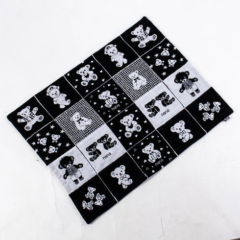 マット 横浜ナナ NANA デカマット パッチワーク風 ベア クロシロ nn-dmt2-B