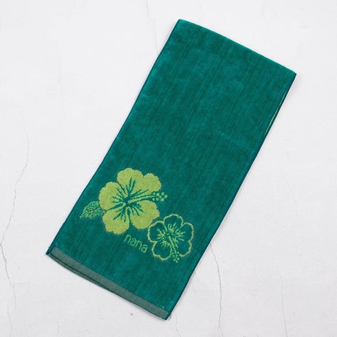 タオル 横浜ナナ 湘南ナナ NANA フェイスタオル ハーフ ハイビスカス柄 グリーンライトグリーン nn-fth35-F