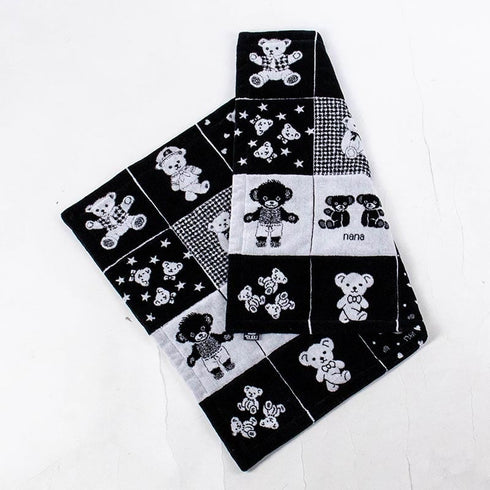 マット 横浜ナナ NANA デカマット パッチワーク風 ベア クロシロ nn-dmt2-B