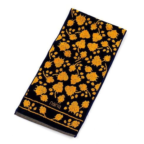 タオル 横浜ナナ 湘南ナナ NANA フェイスタオル ハーフ ローズ2柄 クロイエロー  nn-fth11-Y