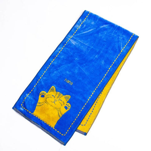 タオル 横浜ナナ 湘南ナナ NANA スポーツタオル バンザイネコ ブルーイエロー nn-spt137