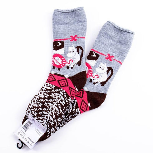 ソックス MOOMIN モコモコソックス ムーミン&フローレン ネウロス/編み物 ライトグレー  サイズM 36-38 (22.5ー25cm)MM042MLGY