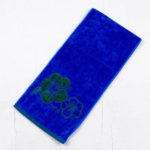 タオル 横浜ナナ NANA フェイスタオル ハーフ ハイビスカス柄 ブルーグリーン nn-fth35-K
