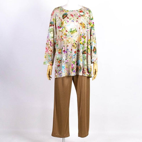 パジャマ TUNIC ビスコラピア・オールハピネス 長袖パジャマ モカ フリーサイズ 12779-A