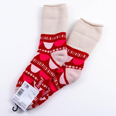 ソックス fromF モコモコソックス カラスタ/フィッシュ レッド サイズM 36-38 (22.5ー25cm)TV101MRD