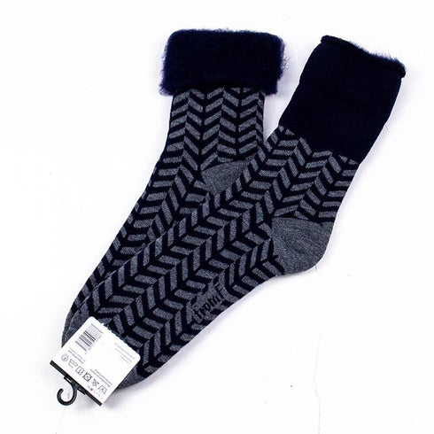 ソックス fromF モコモコソックス ヘリンボーン ネイビー サイズL 40-42 (26ー28.5cm)TV017LNV