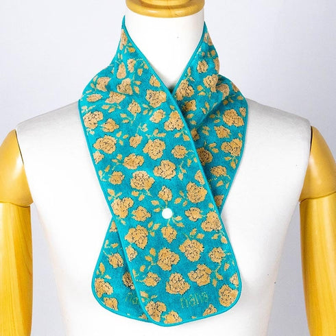 マフラー 横浜ナナ 湘南ナナ NANA ボタン付きナロータオルマフラー ローズ2柄 ターコイズブルーベージュ nn-tmf5-H