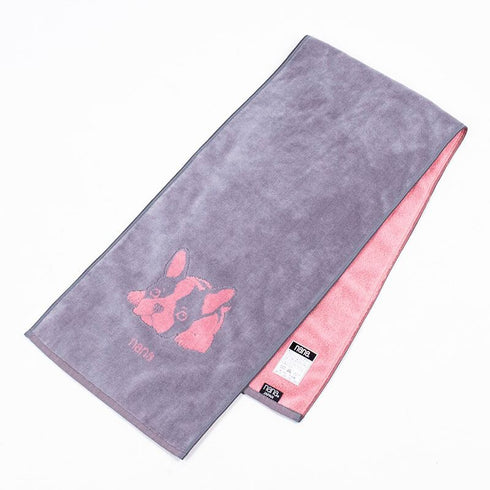 タオル 横浜ナナ 湘南ナナ NANA スポーツタオル フレンチブルドッグ グレーピンク nn-spt72