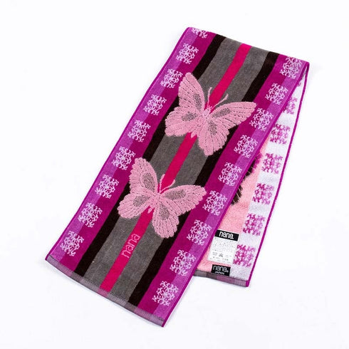 タオル 横浜ナナ 湘南ナナ NANA フェイスタオル ハーフ B蝶 ピンク nn-fth1-D