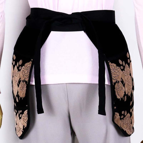 エプロン 横浜NANA ショートサロンエプロン ローズ クロ/ベージュ