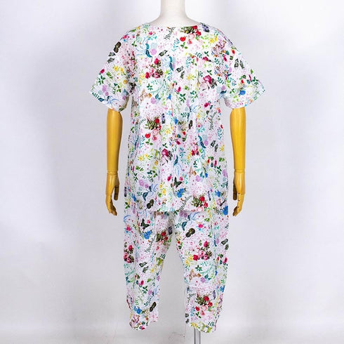 パジャマ TUNIC 60シルキーローンサッカー・スイートガーデン 半袖Vネックパジャマ オフ フリーサイズ 33080-A