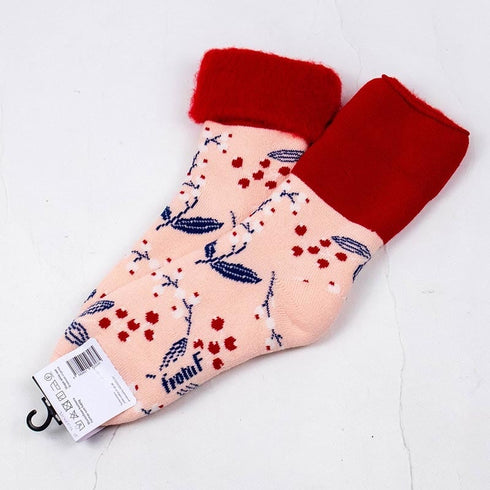 ソックス fromF モコモコソックス 木の実 サーモンピンク サイズM 36-38 (22.5ー25cm)TV085MSPK