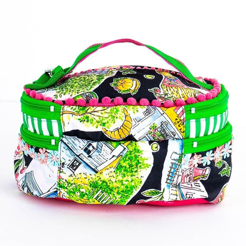 バッグ TUNIC タフタインクジェットプリント ガーデンパーティーの2段バニティBag クロ 17434-A