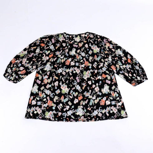 パジャマ TUNIC アクリル天竺・メイクアップキャラ 長袖ネックギャザートレーナーパジャマ フリーサイズ クロ