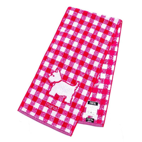 タオル 横浜ナナ 湘南ナナ NANA フェイスタオル ハーフ スコッチテリア柄 ピンクシロ nn-fth20-D