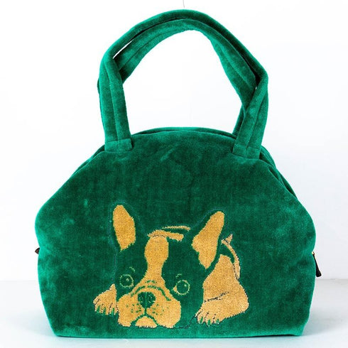 バッグ 横浜ナナ NANA ボストンバッグ フレンチブルドッグ柄 グリーンベージュ nn-btm3-F