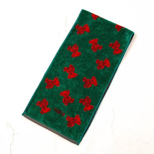 タオル 横浜ナナ 湘南ナナ NANA フェイスタオル ハーフ ナナベア柄 グリーンアカ nn-fth3-K