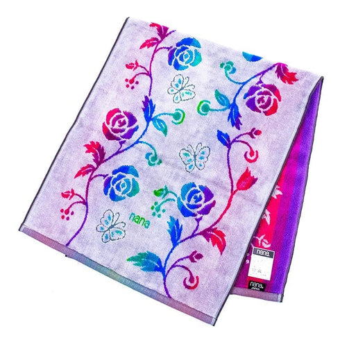 タオル 横浜ナナ 湘南ナナ NANA フェイスタオル ローズパピヨン柄 グレー多色 nn-ft28-A