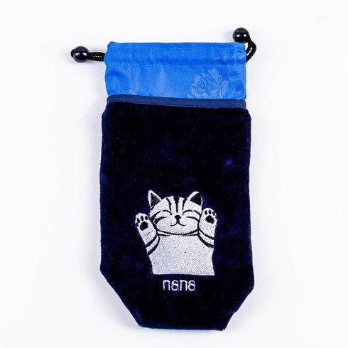 ケース 横浜ナナ NANA ペットボトルケース バンザイネコ柄 紺 nn-npbk3-B
